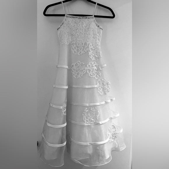 David’s Bridal Flower Girl Formal Wear Communion Ivory Embroidered Dress SZ 6/7 - Picture 3 of 8
